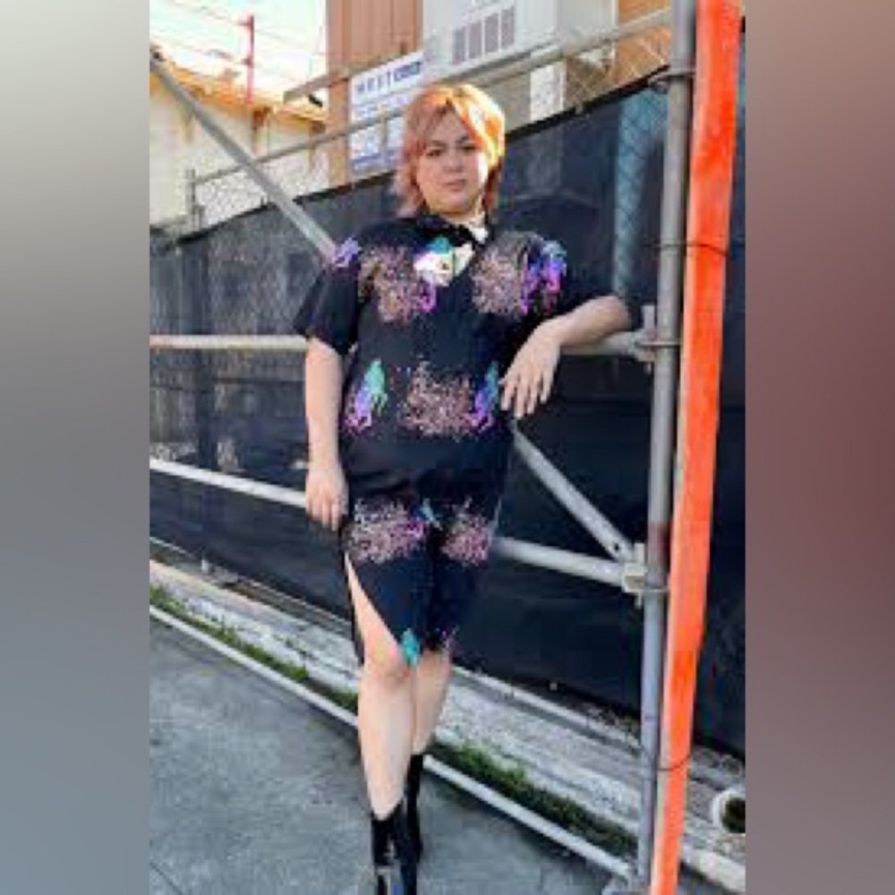 Nooworks Black Dress with Colorful Patterns